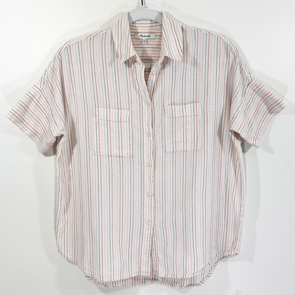 Madewell Courier Shirt XS Rainbow Stripe Stitch Cotton Button Down